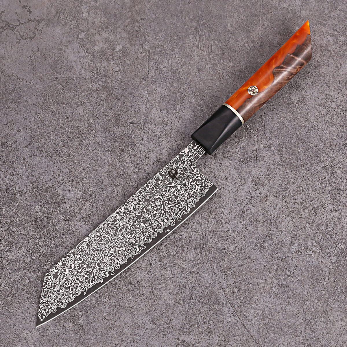 Minshitsu Oriental - Orange Star Kokkekniv - Kirisuke 20 cm Damascus Stål