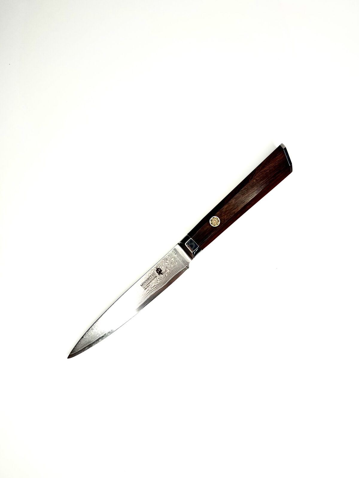 Minshitsu Brown Waves Utility Kniv Damascus 12 cm