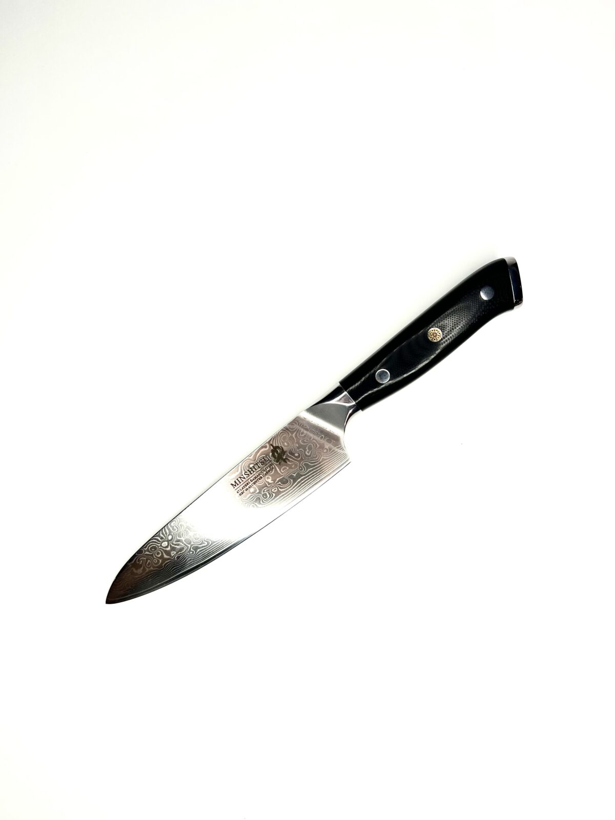 Minshitsu Black Sand Utility Kniv Damascus 12 cm