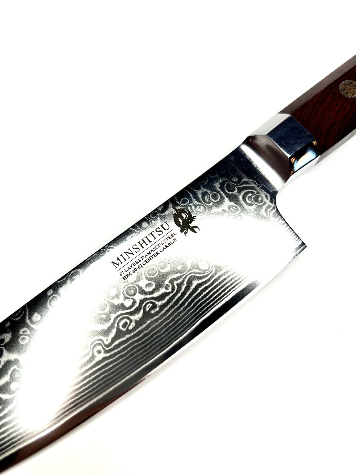 Minshitsu Brown Waves Kokkekniv 20 cm Damascus Stål - Bilde 2