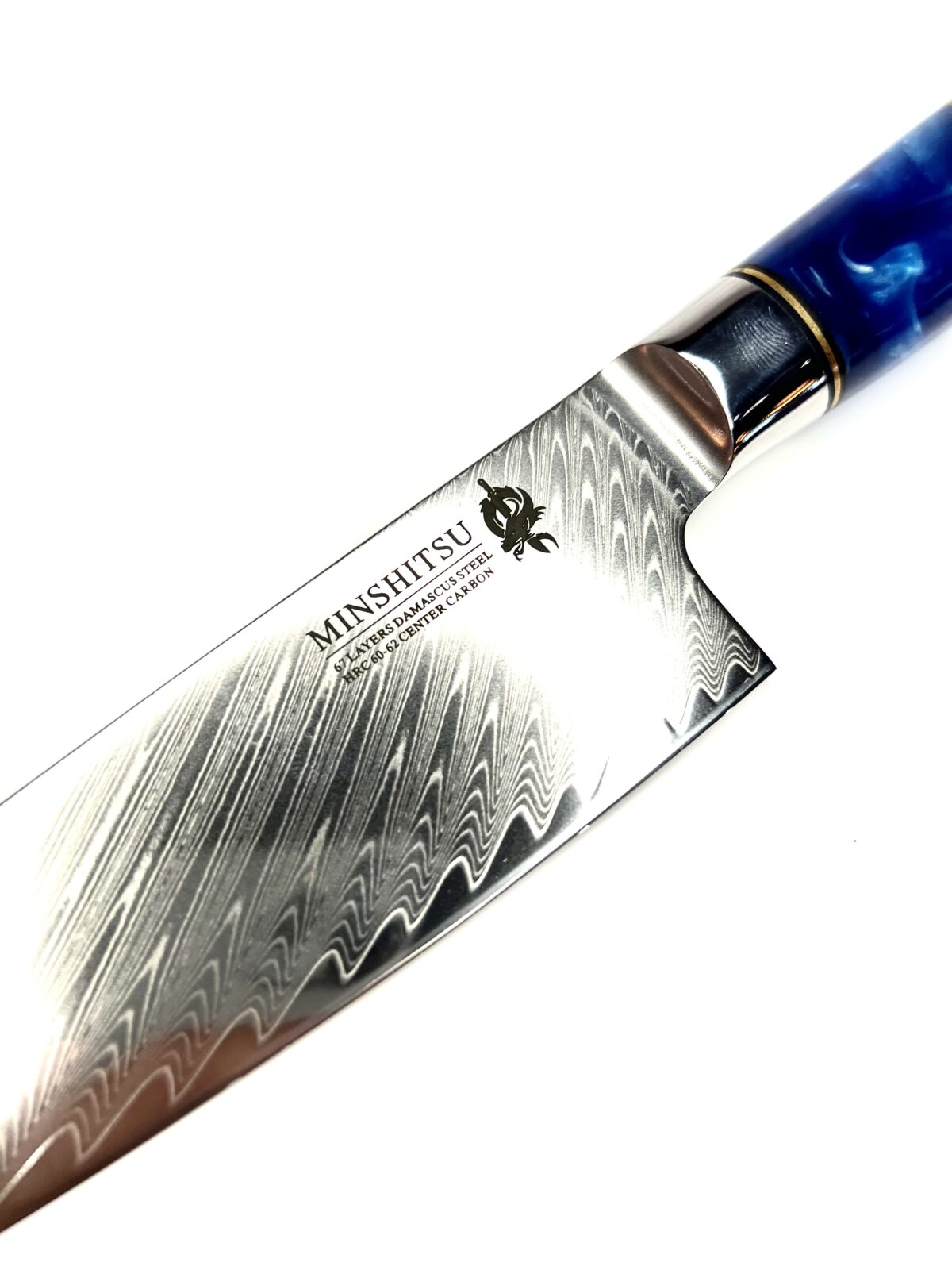 Minshitsu Blue Ocean Kokkekniv 20 cm Damascus Stål - Bilde 2