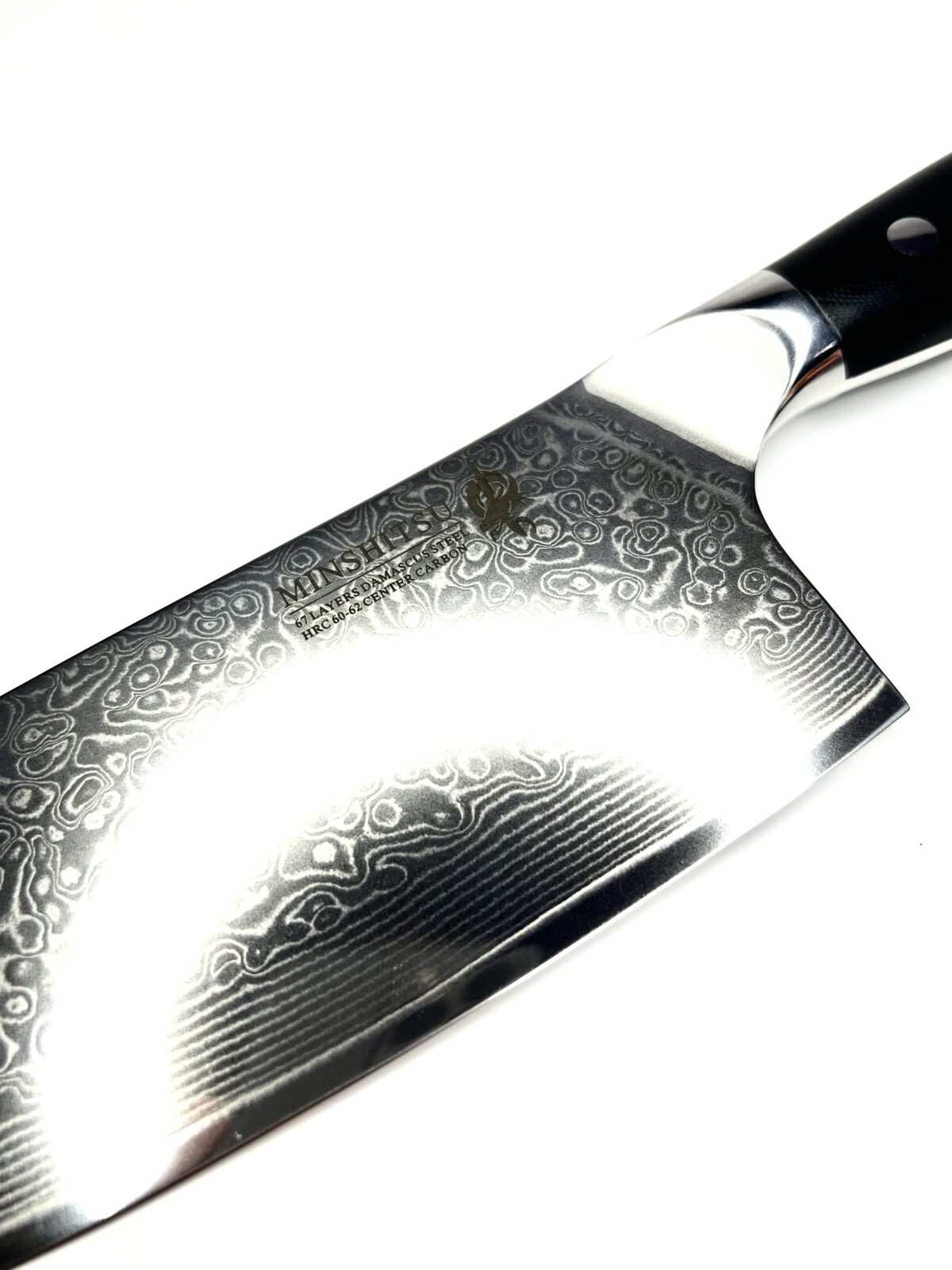 Minshitsu Black Sand Butcher Kniv Damascus - Carbon center - Bilde 2